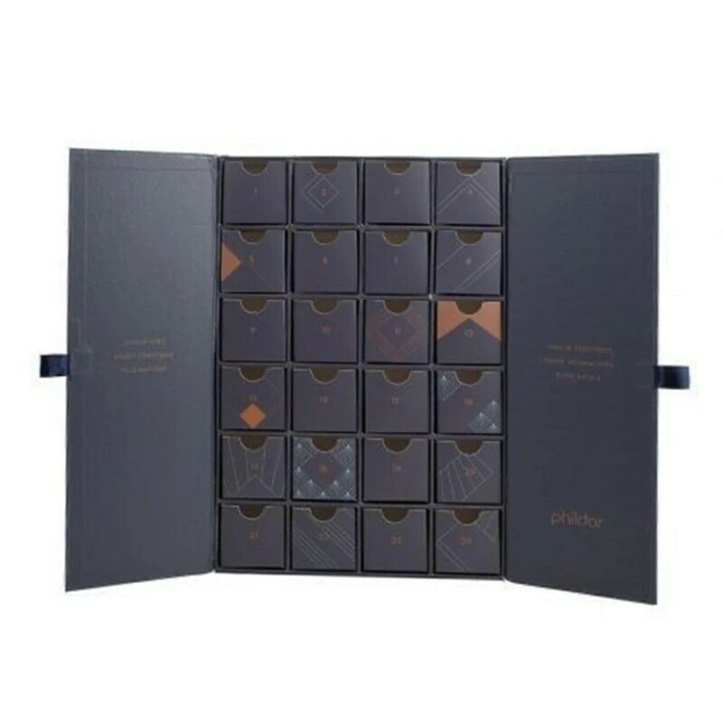 Caja de cartón personalizada con calendario de Adviento, caja de regalo de lujo con cajones, 12 días, 24 días