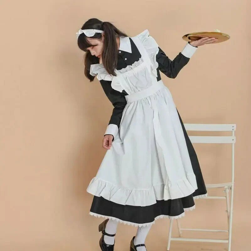 Anime Long Dress French Court Maid Dress Cosplay Costume Women Girl Dress Outfit Christmas Halloween Carnival Party Gifts