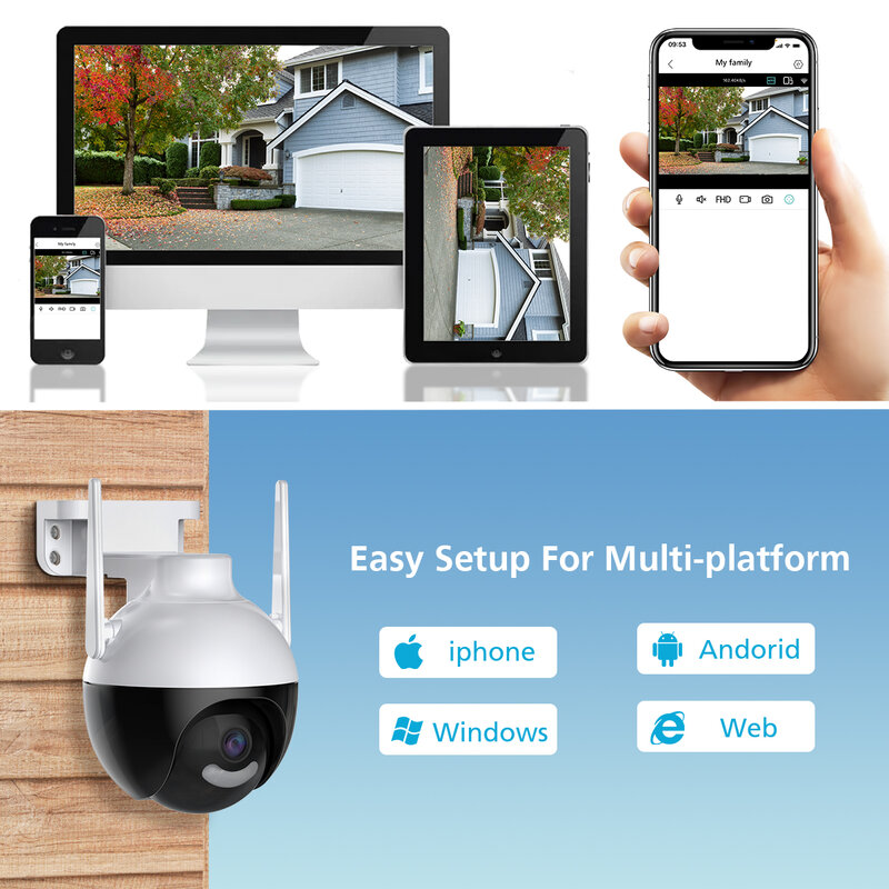 4MP PTZ WIFI IP Camera Video Surveillance AI Human Detection Two-Way Audio Outdoor Wireless 4K 4MP Security CCTV Camera ICSEE
