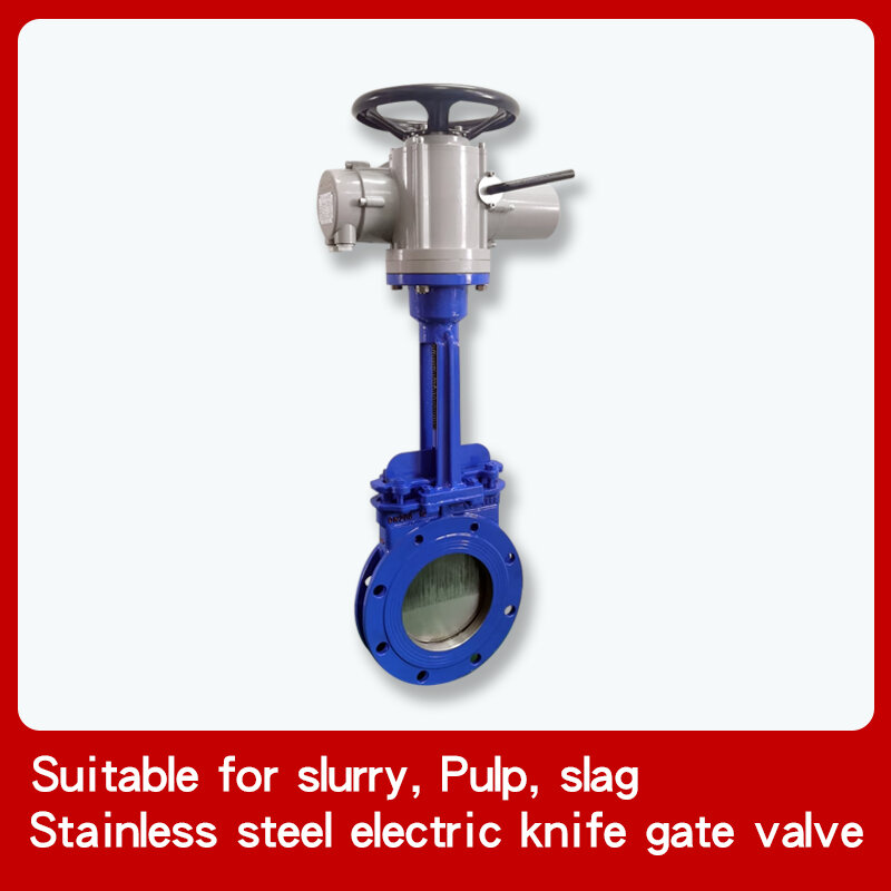 DN150 6" electric knife gate valve DM/PZ973X-16C sludge slurry slag discharge flapper valve 220V 380V 4-20ma