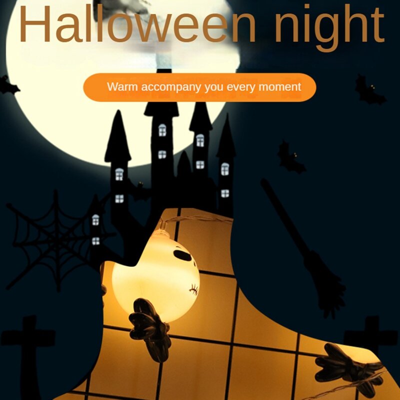 Guirnalda de luces LED de cara fantasma de Halloween, guirnalda de luces LED, linterna fantasma, día de Halloween, Festival, fiesta, decoración del hogar
