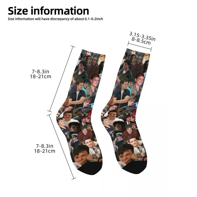 Harajuku Josh Hutcherson Skateboard Socks Movie TV Actor Polyester Middle Tube Socks for Unisex Breathable