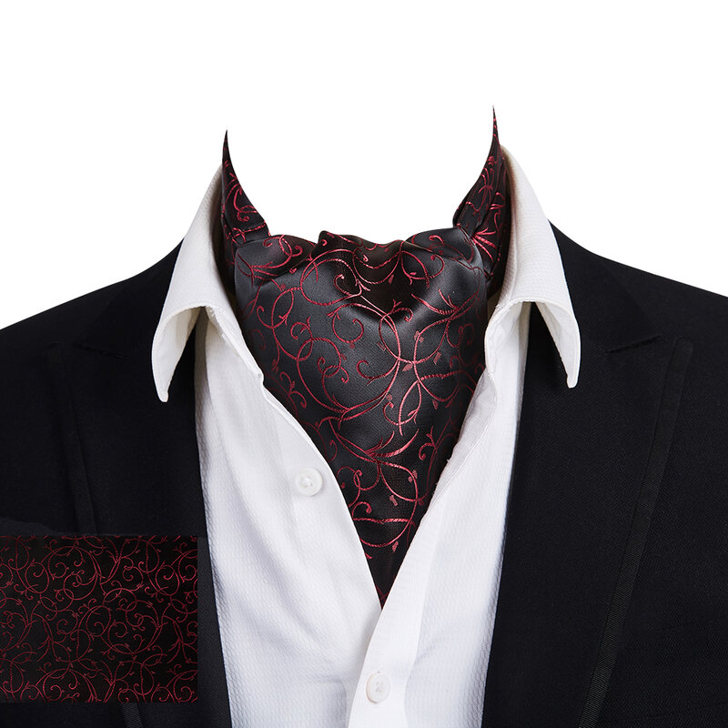 Ikpeibao poliéster cachecol gravata para homens, Vinho Floral Cravat, Seda Dot Paisley Ascot, auto cavalheiro britânico, luxo, atacado