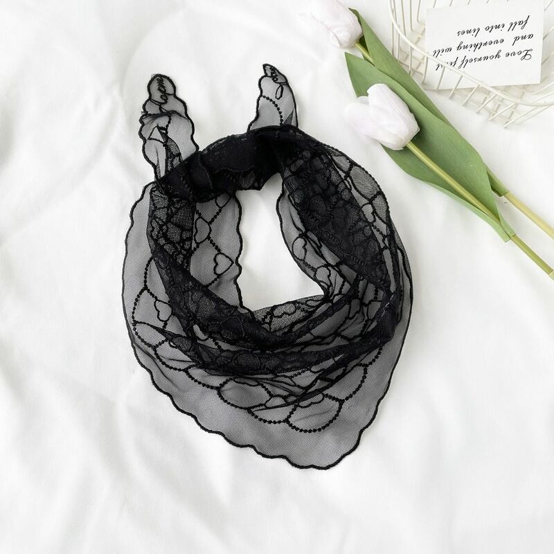 Women Thin Lace Fake Collar New Solid Color Fashion Embroidered Wrap Shawl Head Wrap Clothing Accessories Mesh Yarn Shawl