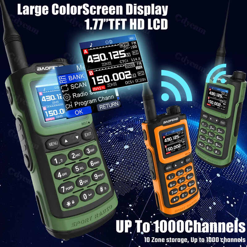 Baofeng Walkie Talkie UV-20 10W 220-260mhz, kapasitas tinggi frekuensi nirkabel salinan Tipe C pengisian daya saluran 999 UV-G30 Pro V1 Radio