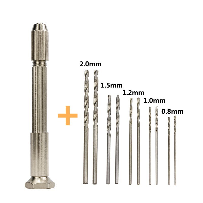 11pcs Mini Micro Aluminum Hand Drill With Keyless Chuck HSS Twist Drill Bit Woodworking Drilling Rotary Tools Hand Drill Manual