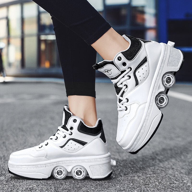 Deformation Parkour Shoes Four Wheels Rounds Of Running Shoes 2022 Casual Sneakers Unisex Deform Roller Shoes Skating Shoes