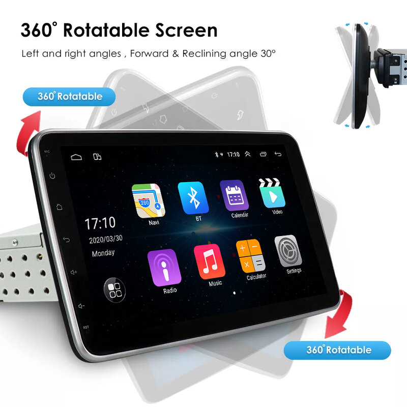 Автомагнитола 2DIN универсальная на Android 10, мультимедийный плеер с поворотным экраном 10,1 дюйма и GPS для Volkswagen, Nissan, Hyundai, Kia, Toyota