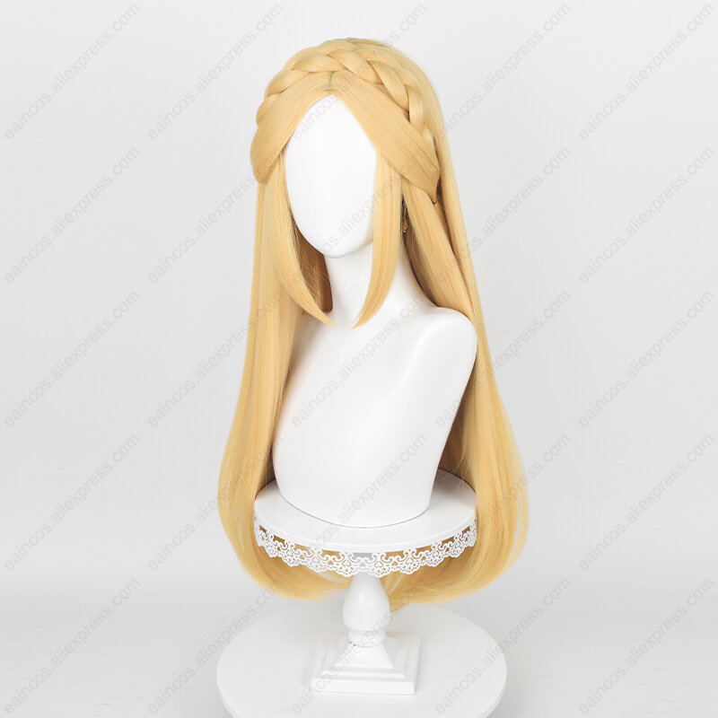 Peluca de Cosplay de la princesa Zelda, 35cm/72cm, pelucas trenzadas amarillas doradas, pelo sintético resistente al calor, fiesta de Halloween