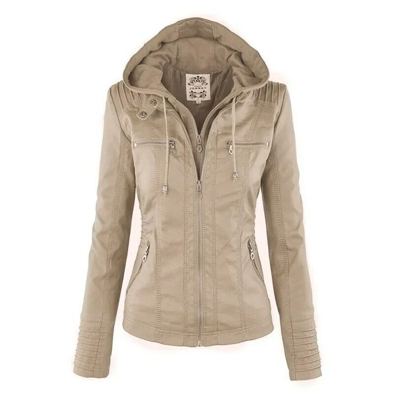 Jaqueta de couro falso para mulheres, casaco de inverno feminino, jaqueta de motocicleta, couro PU, camurça, casacos com zíper, básico, 2023