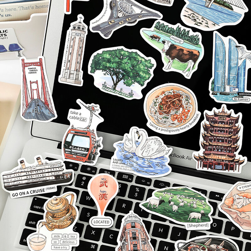 8packs/LOT Rush to the mountains and seas series retro creative decoration DIY label stickers