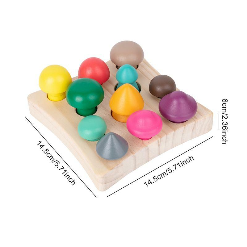 Shape Sorting Game Colorful Wooden Mushrooms Mushroom Harvest Game Toddlers Early Development Fun Matching Game For Boys And