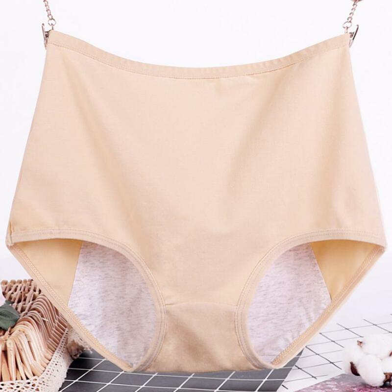 Women Casual High Waist Menstrual Period Leak Proof Underwear Cotton Briefs Seamless Solid Color Underwear Girl Sanitary Pants