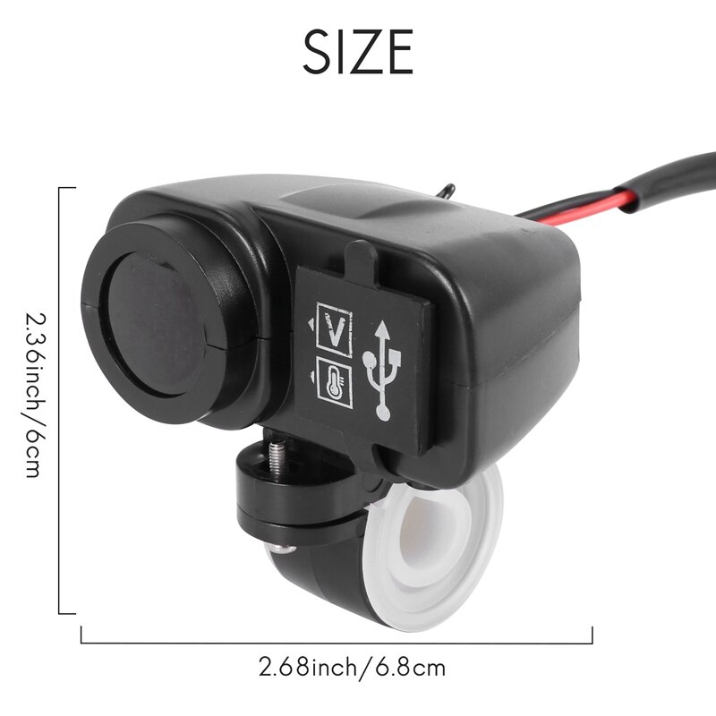 Chargeur USB pour moto avec voltmètre, affichage LED, Therye.com, 12V à 5V, 2,1 A