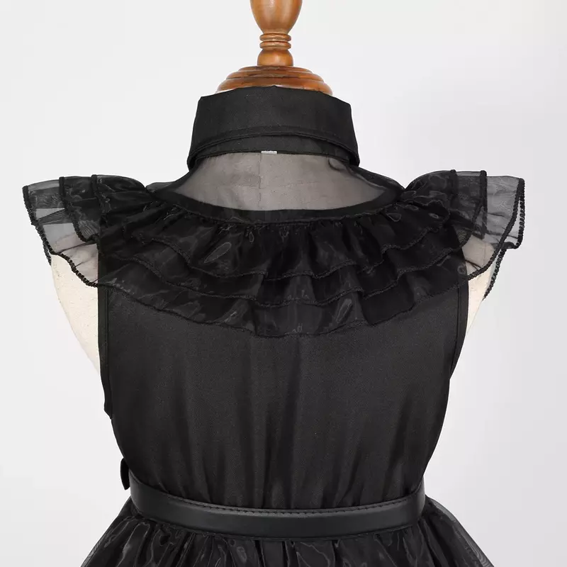 Costume de mercredi Addams pour filles, robe noire pour enfants