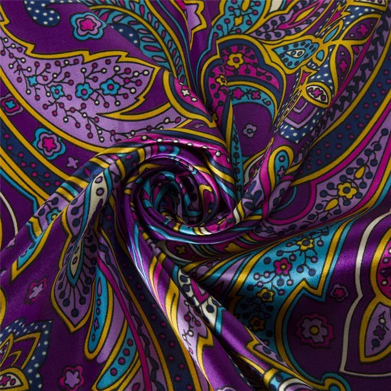 Женский шёлковый атласный шарф с принтом, 90x90 см