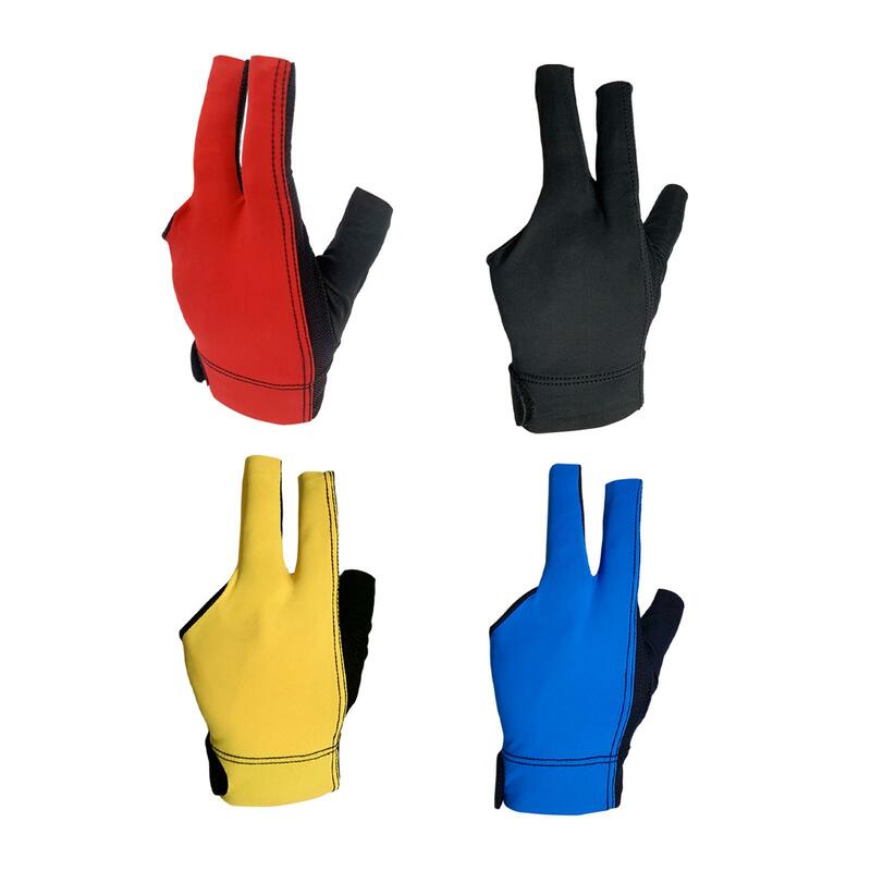 Guante de billar de tres dedos, guantes de taco de billar, guantes elásticos portátiles para juego en interiores, guantes de dedo separados, guante de Taco de piscina abierta