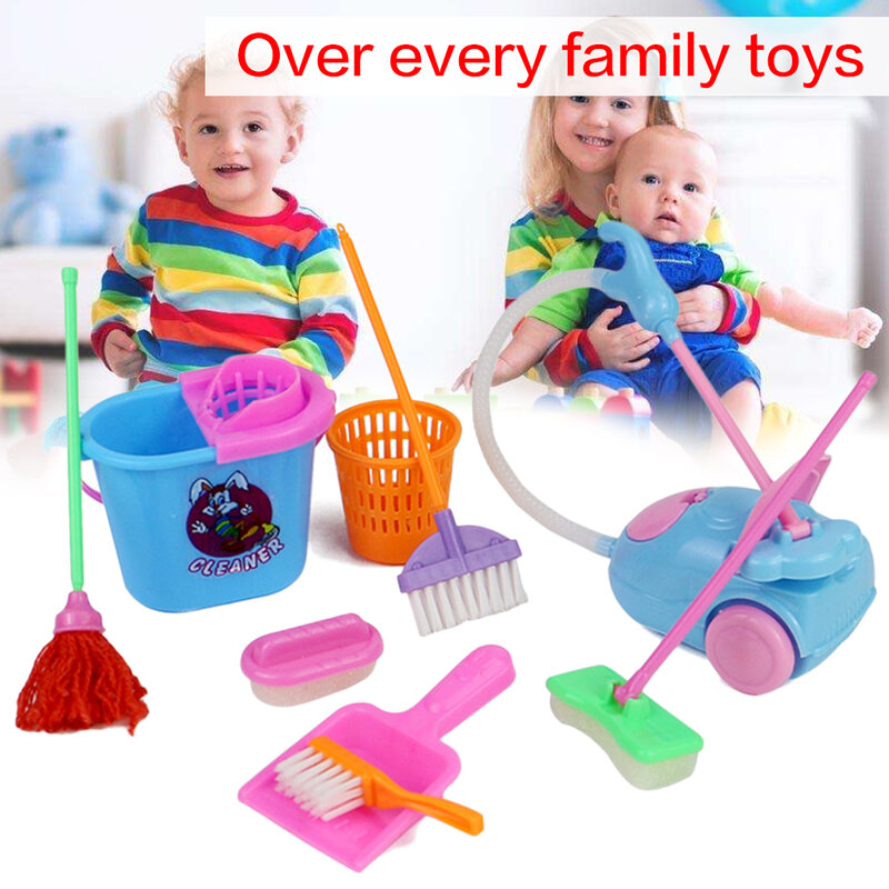 9 Stks/set Mini Pop Accessoires Household Cleaning Tools Voor Pop Accessoires Hoge Kwaliteit Dollhouse Kids Educatief Speelgoed