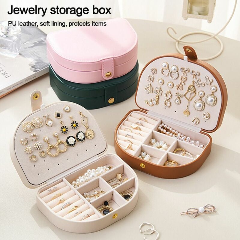 Jednokolorowe pudełko z biżuterią wysokiej jakości skóra PU o dużej pojemności Organizer biżuterii wykwintne dwuwarstwowy etui na biżuterię podróżną