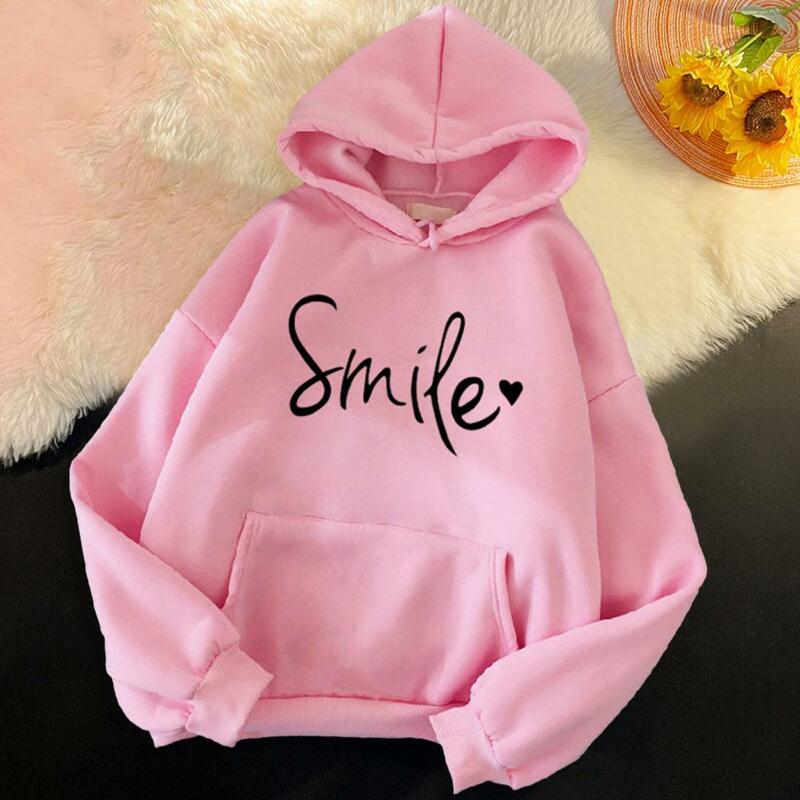 Women's Lettered Loose Sweater Stylish Long Sleeve Soft Texture Warm Trendy Hoodie For Autumn Winter