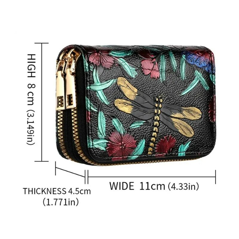 Multiple Card Money Bag Fashion Double Zipper One Fold Card Holder Small Size PU Leather Coin Purse for Teenagers Girls