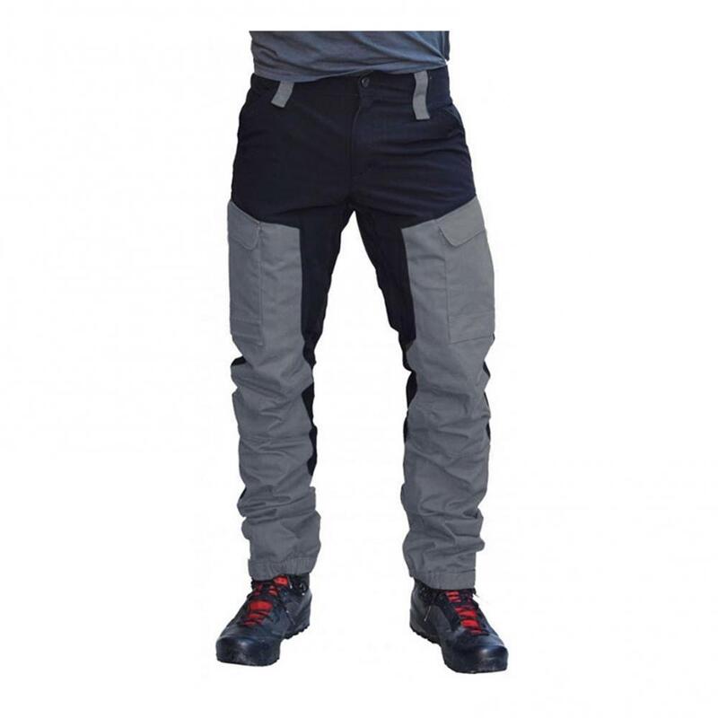 Pantalones Cargo largos deportivos con múltiples bolsillos para hombre, pantalones de trabajo, bloque de Color, moda