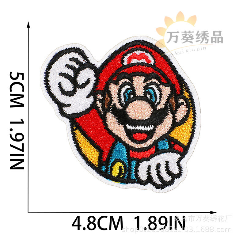 Parche de Super Mario Bros para bolso, pegatina de tela bordada, decoración, personaje de juego de dibujos animados, Anime, bordado