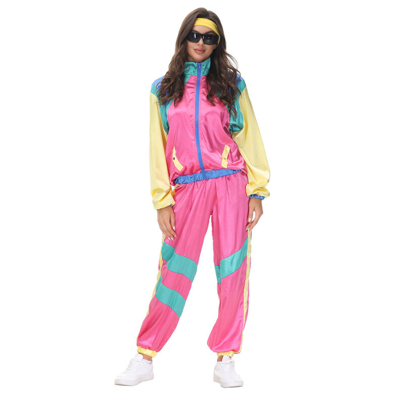 80s 90s Retro Disco Costumes Man Woman Halloween Roleplay Hippie Tracksuit Costume Party Adult Fashion Dress Up Hip Hop Outfits