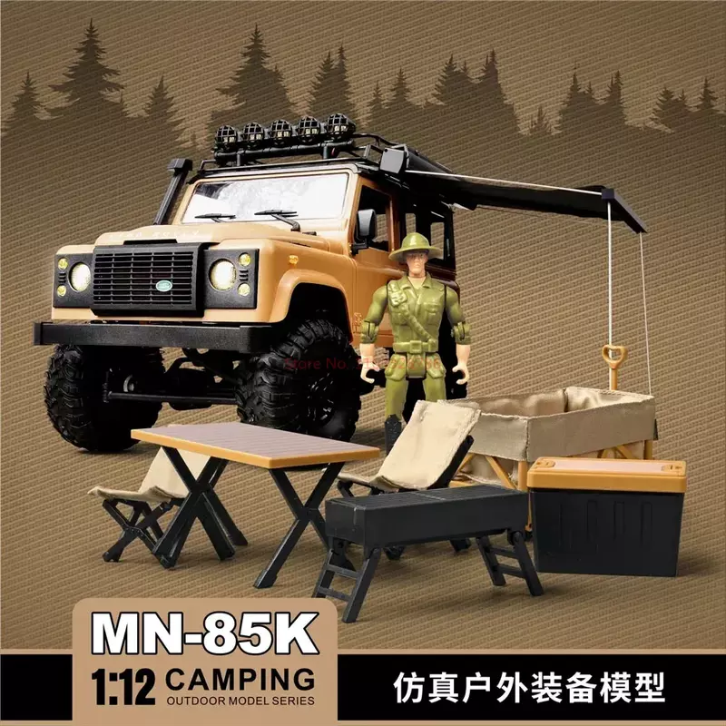 MN85K-toldo de simulación para acampar, tienda de campaña con escalera de arena, decoración de silla de mesa para modelo de coche RC 1/12, kits de tienda de campaña