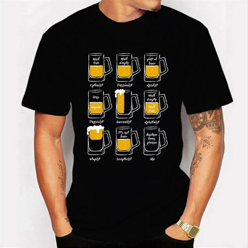 Camiseta clásica de gran tamaño para hombre y mujer, camisa con estampado de cerveza feliz, camisetas gráficas de cerveza, camisetas de talla grande