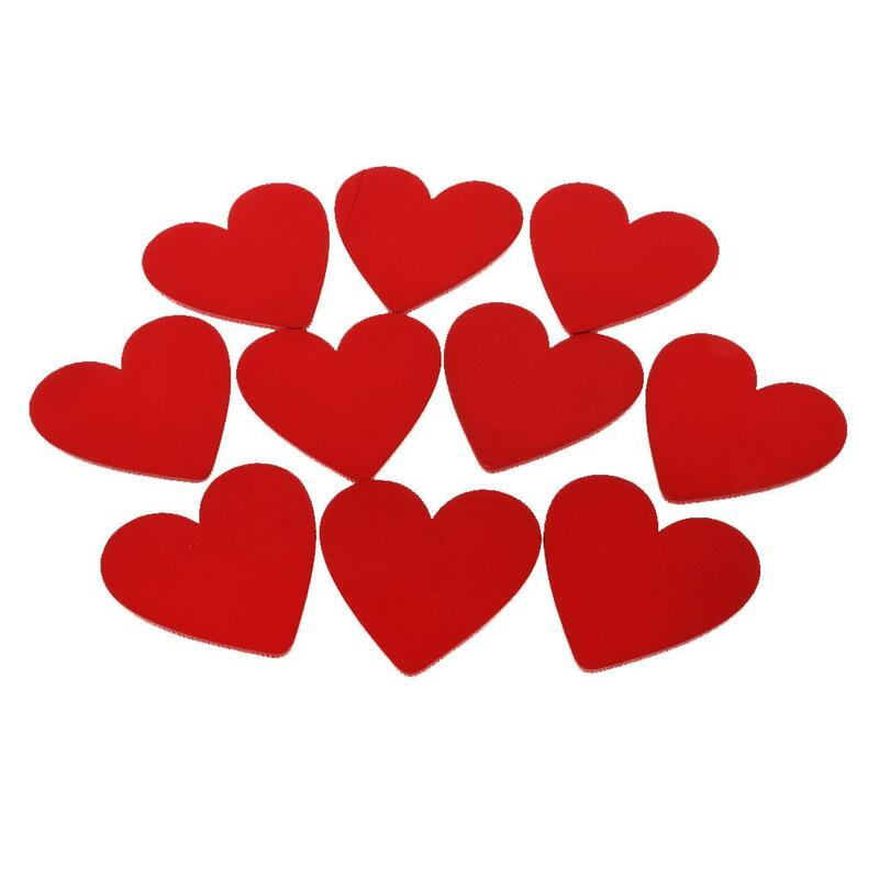 Corações De Madeira Vermelhos Para Artesanato, Fatias, Peças De Madeira, Decoração Do Casamento, 2X, 10Pcs