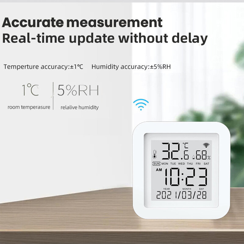 Tuya Woonkamer Slimme Draadloze Thermometer Temperatuurmeter Desktop Kalender Wekker Intelligente Thuisbenodigdheden