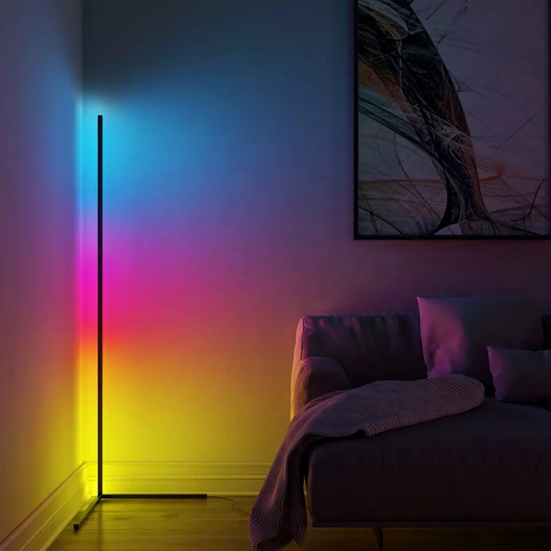 Lampu lantai warna impian RGB pintar, dengan sinkronisasi musik Modern 16 juta warna berubah suasana hati berdiri dengan aplikasi & Remote Control