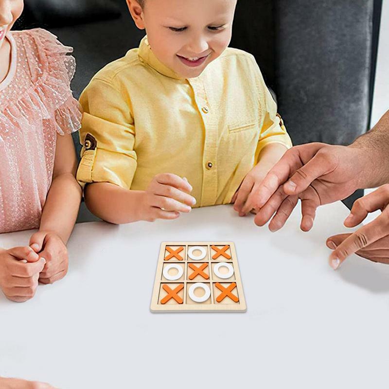 Tic-Tac-Toe Mini Wooden Board Game Multiplayer Interactive Chess Early Education Leisure Battle Building Blocks For Kids Adults