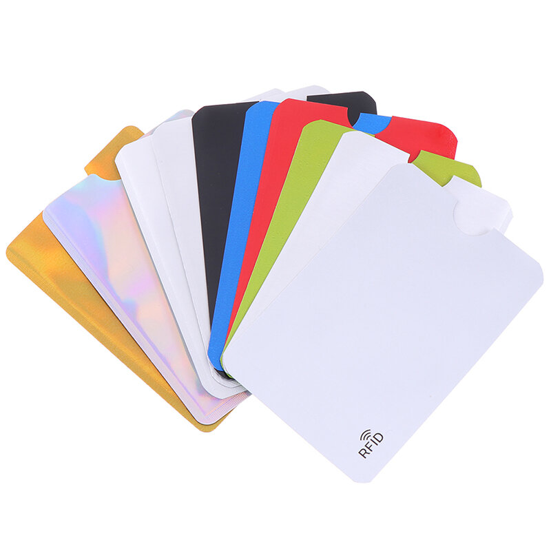 Pemegang kartu Aluminium Foil 10 buah pelindung kartu kredit lengan aman pemegang kartu berpelindung NFC pegangan kartu Bank ID anti demagnetisasi
