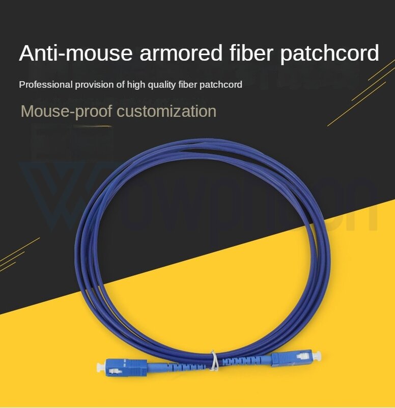 Rat-prova blindado fibra óptica patch cord, 20m, sm, sx, único núcleo, 3.0mm