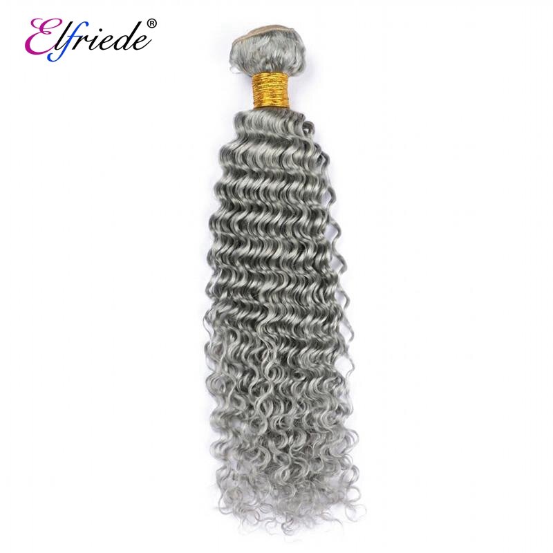 Elfriede Grey Deep Wave Colored Human Hair Bundles 100% Human Hair Extensions Brazilian Remy 3/4 Bundles Deals Human Hair Wefts