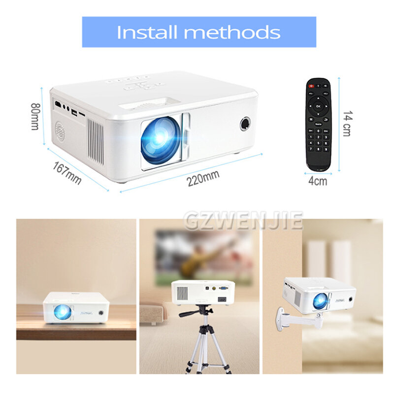 Mini Projecteur Vidéo Portable X20 WIFI, Smart TV, 1920x1080dpi, pour Jeu, Film, Home Cinéma, 1080P, 4K