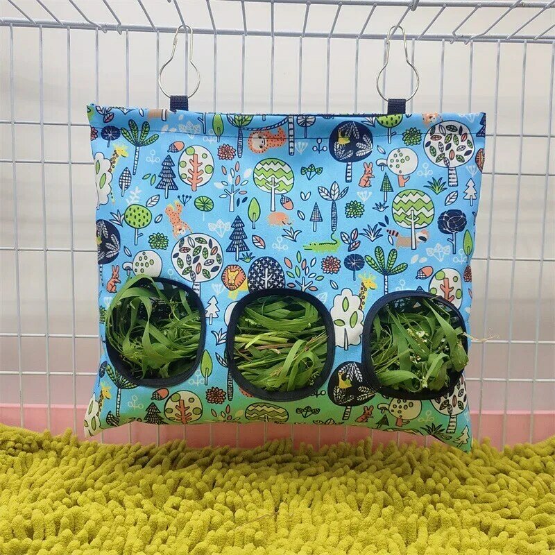 Hay Bag Hanging Pouch Feeder Holder Feeding Dispenser Container for Rabbit Guinea Pig Small Animals Pet Bunny Cage Accessories
