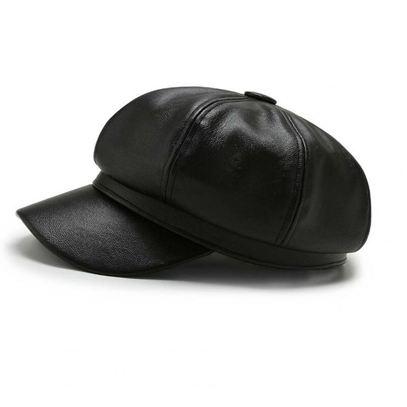 Damski regulowany Beret stylowy Beret ze sztucznej skóry dla kobiet w kapelusz przeciwsłoneczny Retro z krótkim rondem oddychający na wiosnę