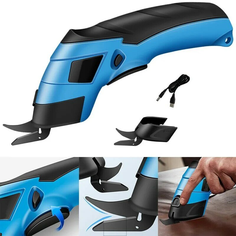 Electric Scissors Cloth Cutting Machine Lithium Charging Leather Sewing Tailor Scissor Tungsten Steel Blade Portable Hand Tools