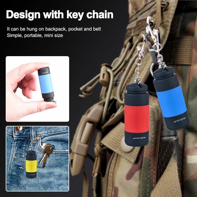 Mutifuction Portable USB Rechargeable Pocket Work Light Mini LED Keychain Light For Outdoor Camping Fishing Climbing