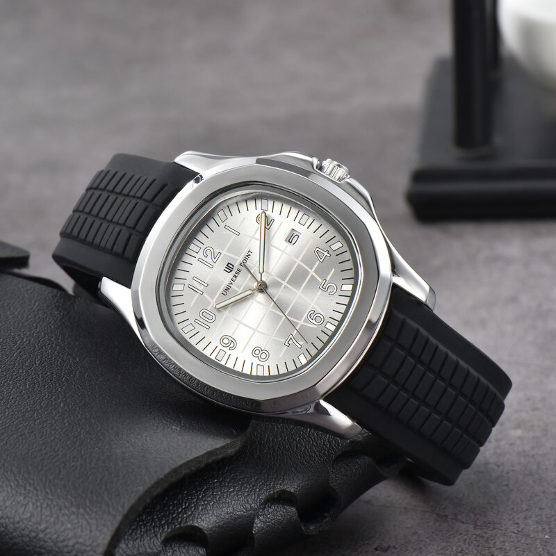Alloy Case Watch com pulseira de couro para homens, marca superior, adequado para pessoas de meia idade e idosos
