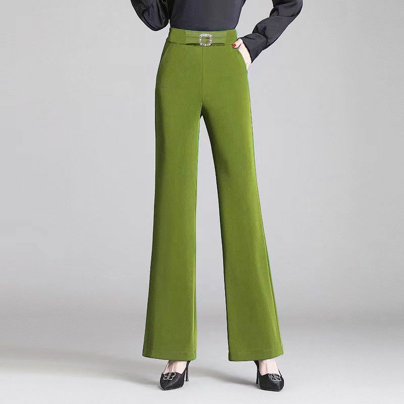 Новинка 2023, женские эластичные строгие брюки-клеш с завышенной талией, женские брюки на весну и осень, модные и облегающие