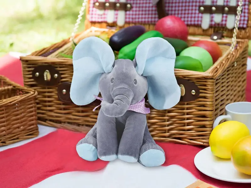 Animated Elephant Toys Plush Singing Elephant with Ears Moving Electric Plush Toy Adorable Elephant Stuffed Animal Toy for Baby'