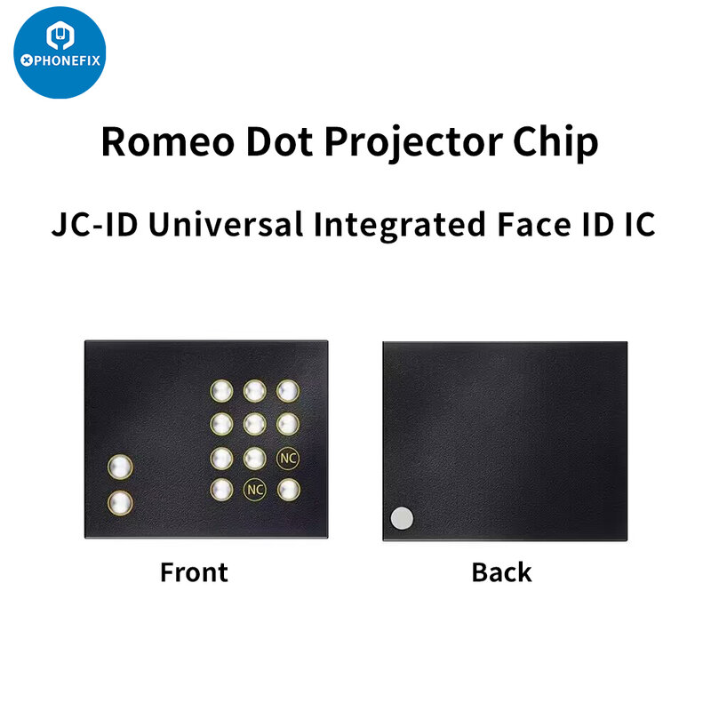 JC Dot Projector Chip JCID Face Universal Integrated IC dot matrix lattice ic Para iPhone X-12 13 14 15 iPad Pro 3/4 Face ID repair JCID Romeo2 Face ID Chip-2ndGen Não há necessidade de calço Nova atualização com chip