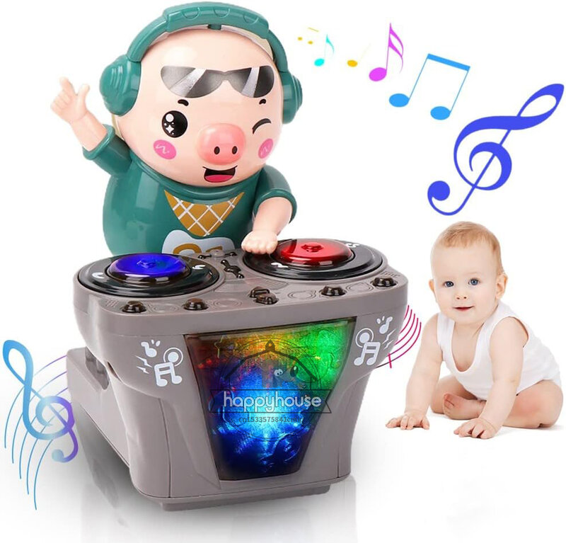 الإلكترونية DJ ضوء الموسيقى الرقص خنزير لعبة ، اللعب الموسيقية ، لطيف سوينغ ، الرقص أصبع لعبة مع الموسيقى ، أضواء LED للأطفال