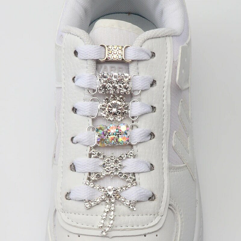 Diamante AF1 Cadarços para Sneaker, Fivela de Metal Encantos, Luxo Rhinestone Sapatos Acessórios, Laces Lock, 1 Par