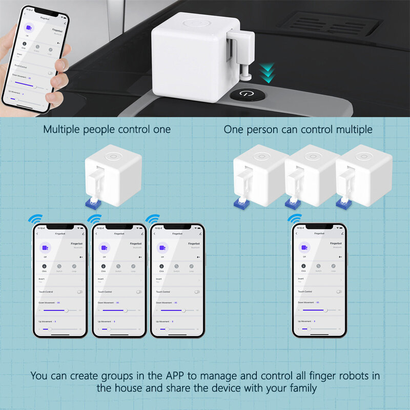 Interruptor de Robot de dedo para casa inteligente, pulsador de botón Bot de brazos mecánicos con Bluetooth, funciona con la aplicación Smart Life, Tuya, Alexa y Google Home