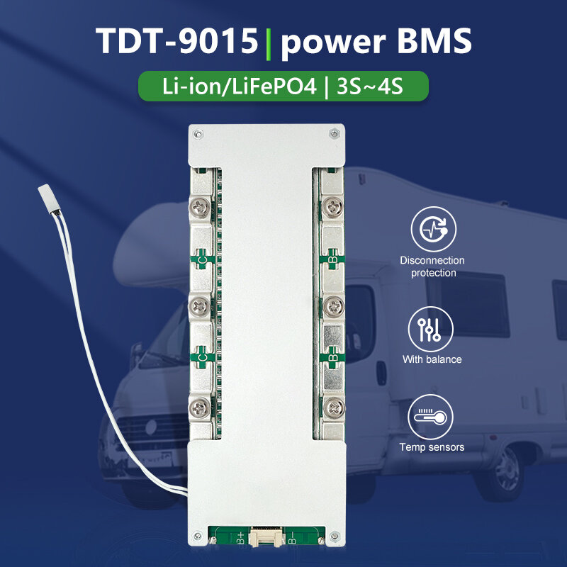 TDT BMS Lifepo4 Lin ion 3S 4S, paquete de batería equilibrada, sistema de gestión para vehículos eléctricos, 12V, 30A, 50A, 100A, 200A